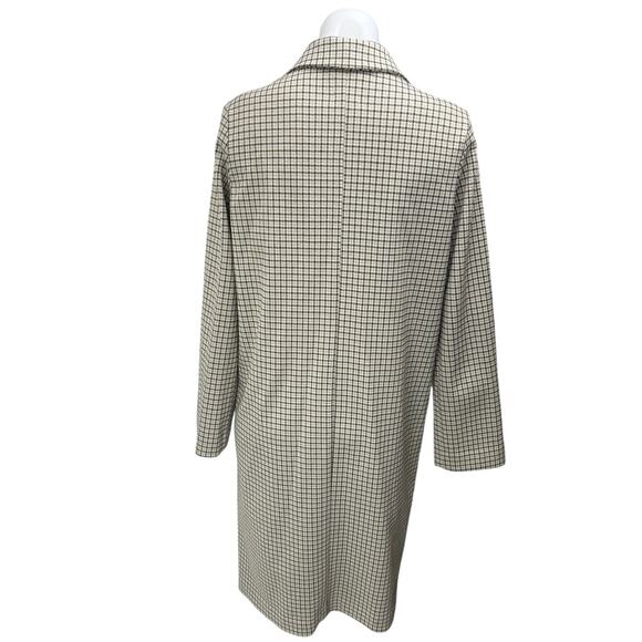 H&M Multicolor Plaid Checkered Notch Collar Trench Over Coat Blazer Jacket Sz 0 - Picture 2 of 5